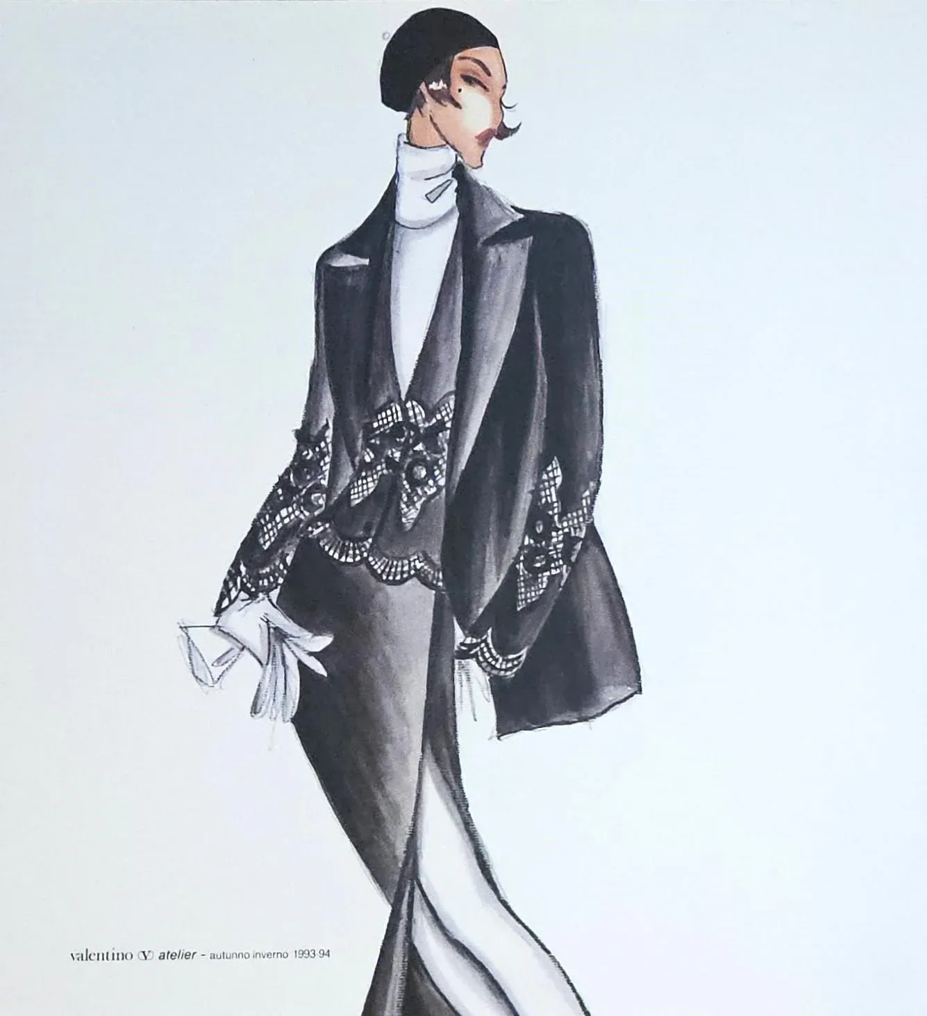 1993 Set of 2 Valentino Italian Fashion Prints , Matted | Chairish