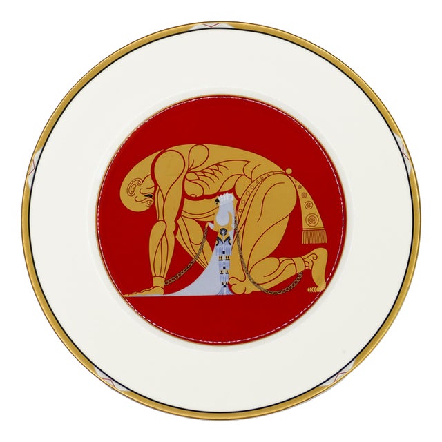 Samson and Delilah Decorative Plate in Porcelain by Erté, Japan, 1987 For Sale