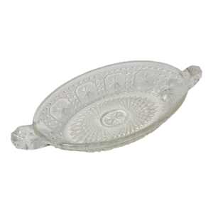 Vintage Glass Serving Dish With Handles Gravy Boat Candy Dish