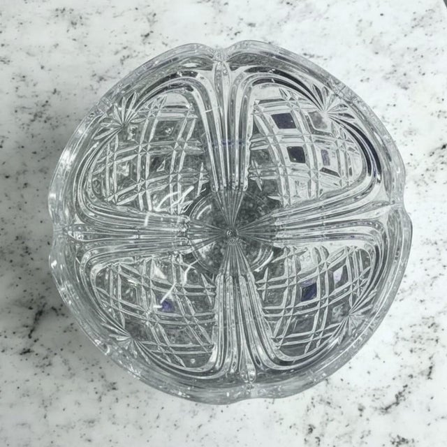 Contemporary Vintage Contemporary Fostoria Crystal Pineapple Criss Cross Fan Bowl For Sale - Image 3 of 8