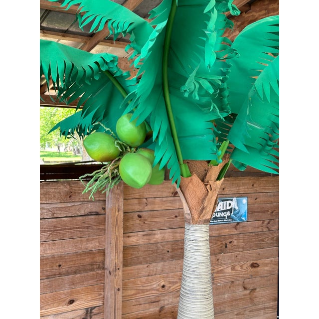 Coastal Coastal Tropical Coconut Canvas Palm Tree For Sale - Image 3 of 11