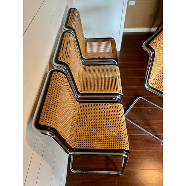 Chrome A Rare Set of Four Cesca Bar Stools in Cane and Chrome, Circa 1970s. Attributed to Marcel Breuer for Knoll For Sale - Image 8 of 12