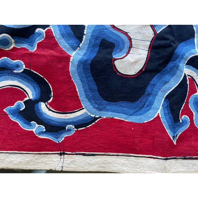 Red Vintage Cloud Design Batik from Java Indonesia For Sale - Image 8 of 12