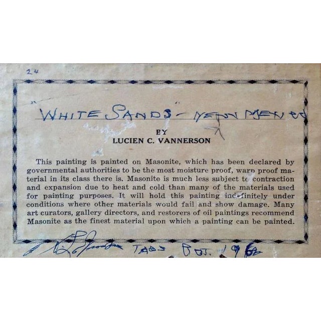 1960s Mid 20th Century White Sands Landscape Oil Painting by Lucien C. Vannerson, Framed For Sale - Image 5 of 5