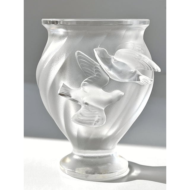 Antique Mid 20th Century Lalique Rosine Crystal Vase by Marie Lalique Signed C1950 For Sale In Houston - Image 6 of 14
