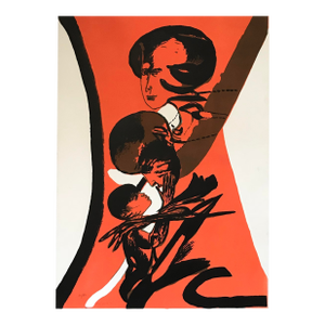 Mid Century Italian Limited Edition Lithograph Signed by Italian Modernist Artist Remo Brindisi