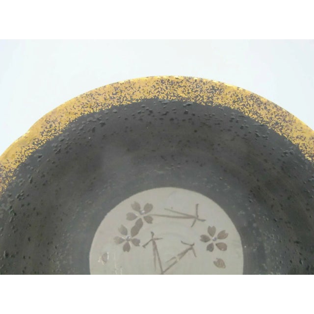 Contemporary Contemporary Asian Studio Pottery Gold & Silver Metallic Flower Bowl For Sale - Image 3 of 7