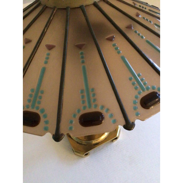 1950s 1950s Brass Table Lamp With Brass and Glass Shade For Sale - Image 5 of 10