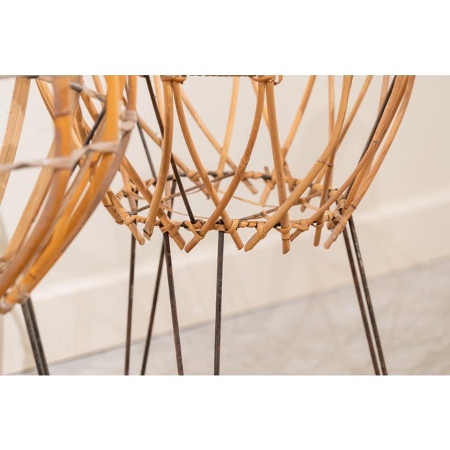 Wood Italian Iron and Bamboo Baskets, 1950s, Set of 2 For Sale - Image 7 of 11