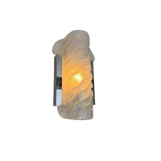 Mid-Century Modern Wall Light in Chrome and Textured Murano Glass from Kaiser-Leuchten, 1970s For Sale - Image 3 of 10