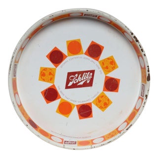 Mid-Century American Modern Schlitz Enameled Metal Beer Tray For Sale