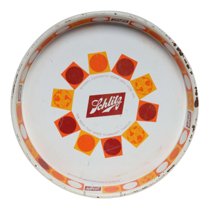 Mid-Century American Modern Schlitz Enameled Metal Beer Tray