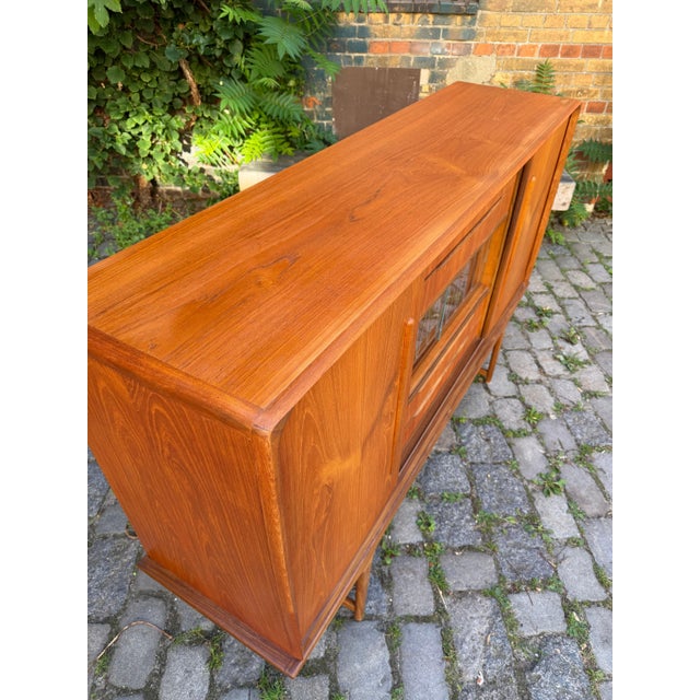 Teak Highboard with Display Case & Minibar, Denmark For Sale - Image 10 of 11