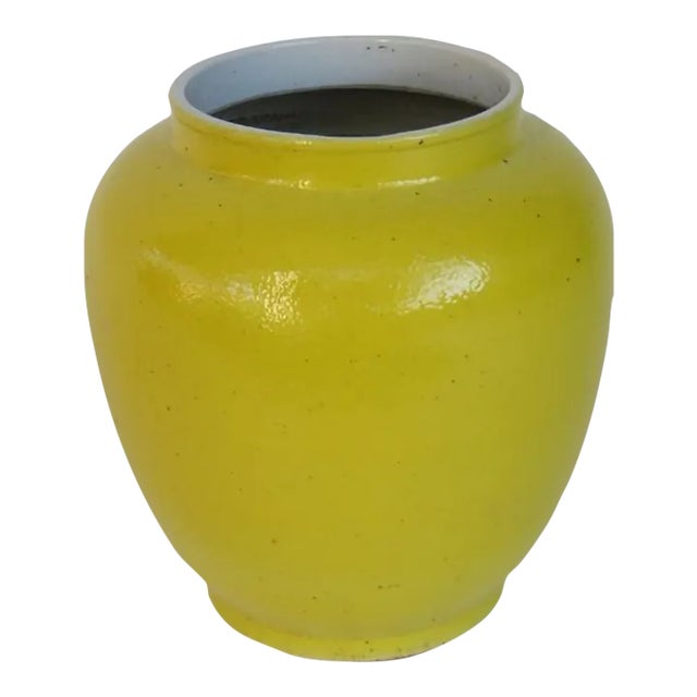 Early 20th Century Yellow Glazed Ceramic Jar For Sale