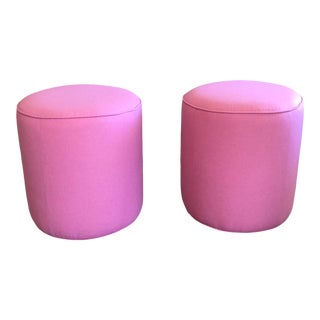 Custom Lee Industries Drum Ottomans - a Pair For Sale