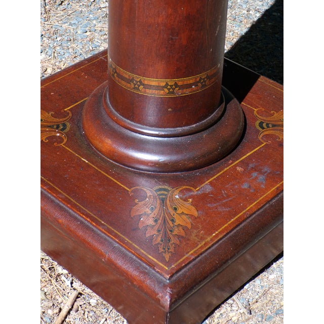 Antique Art Nouveau Mahogany Pedestal Plant Bust Stand For Sale - Image 13 of 18