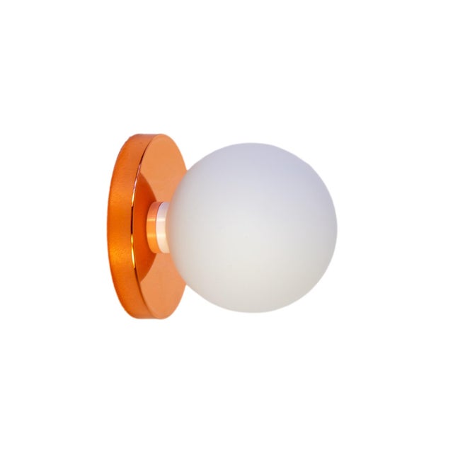 Globe Bathroom Sconce, Copper, 5in Glass Globe, by Research.Lighting, Modern, Minimalist, Contemporary, Led Wall Light For Sale - Image 4 of 6