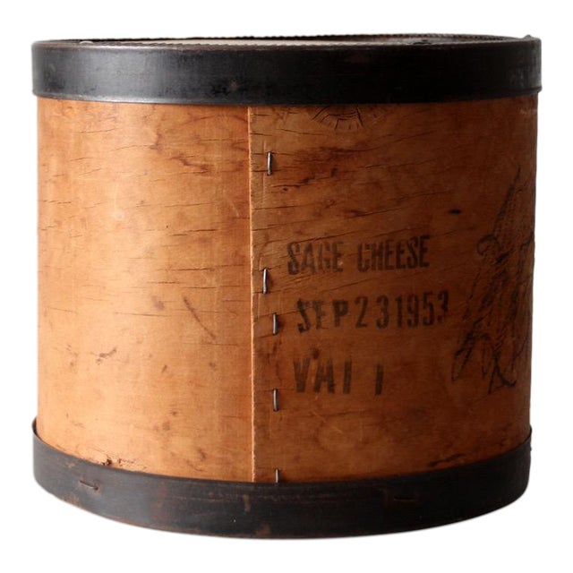 Vintage Wooden Cheese Box | Chairish