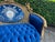 1940 French Louis XVI Gold Beech Blue Velvet Settee For Sale - Image 14 of 18