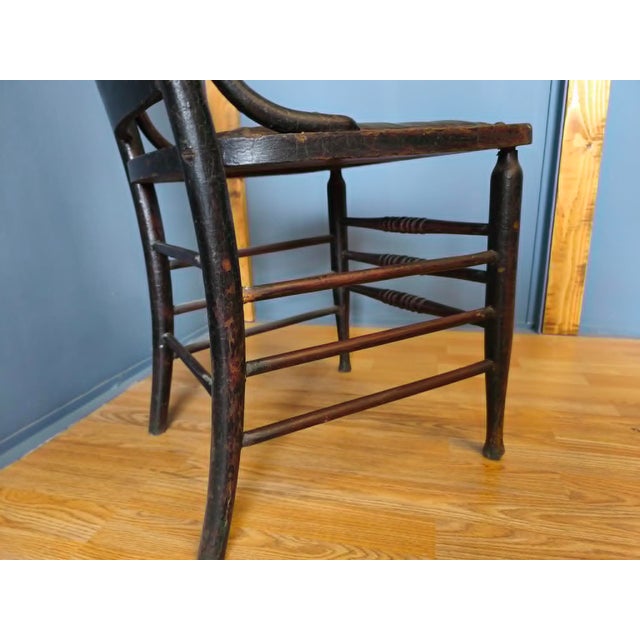 Pressed Back Chair with Leather Seat and Turned Parts For Sale - Image 11 of 18
