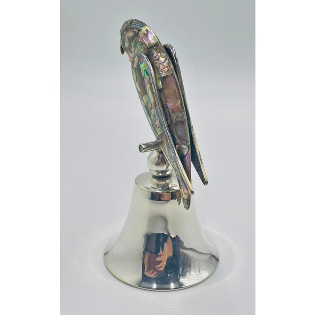 1970s Mexican Silver Plated & Abalone Parrot Bell in the Style of Emilia Castillo For Sale - Image 9 of 18