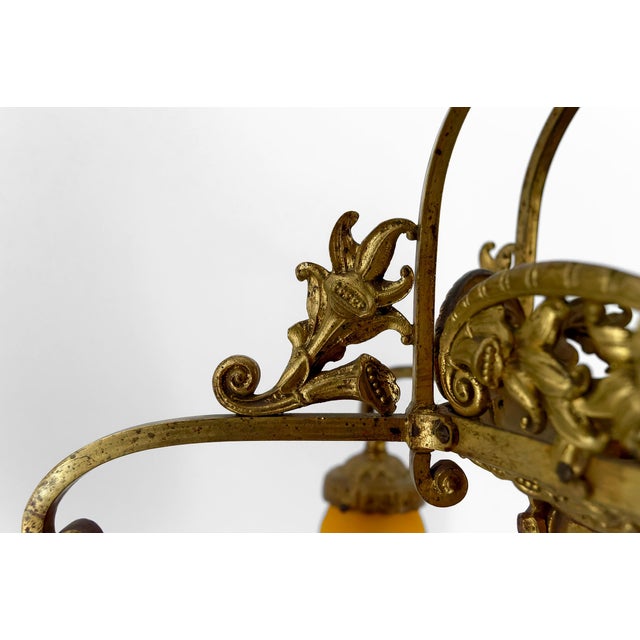 Art Deco Gilded Bronze and Blown Glass Chandelier from Muller Frères Lunéville, France, 1920s For Sale - Image 9 of 17