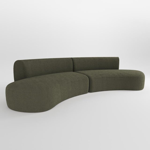 Hug Modular Sofa in Boucle Olive Green by Ferrianisbolgi, Set of 2 For Sale - Image 6 of 6