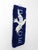 A vintage 1970s hand-hooked wall hanging featuring a soaring white dove and PEACE lettering on a rich royal blue ground....