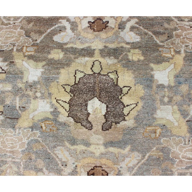Gray Antique Persian Bakhtiari Rug With Soft Earth-Toned Floral and Botanical Motifs For Sale - Image 8 of 13