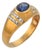 Vintage Sapphire Diamond 18k Yellow Gold Ring, Size 7.5 For Sale