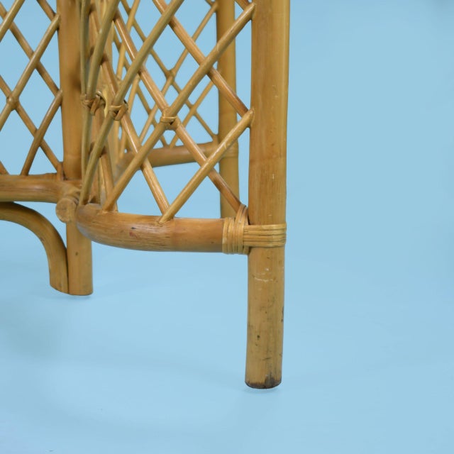 Coastal Vintage Lattice Rattan Dining Table For Sale - Image 3 of 5