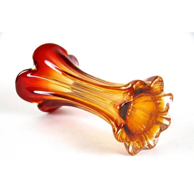 Mid-Century Red and Orange Murano Glass Vase, 1960s-1970s For Sale - Image 12 of 16