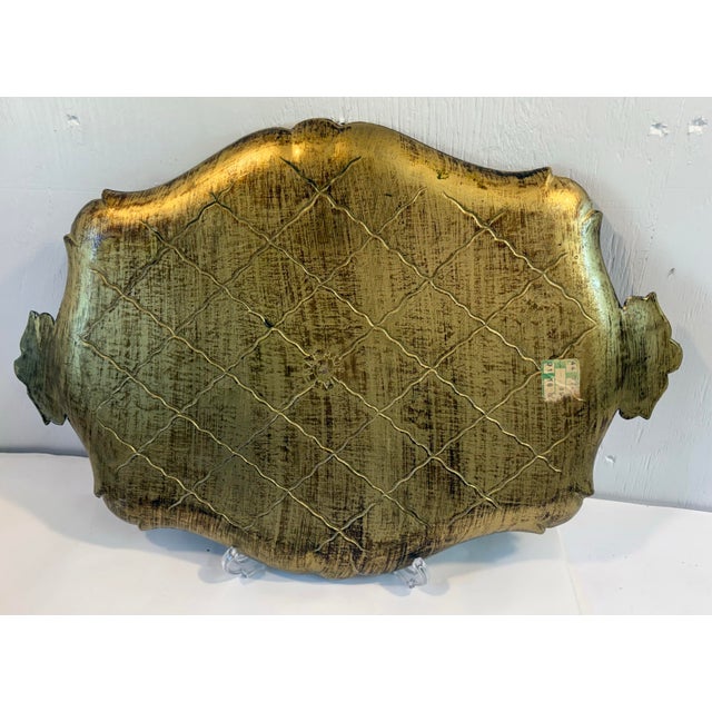 Mid 20th Century Vintage Italian Florentine Gilt Wood Serving Tray With Heart Design For Sale - Image 5 of 6
