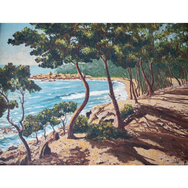 J.Coulon, Pine Forest of the French Riviera, 1958, Oil on Canvas For Sale - Image 5 of 5