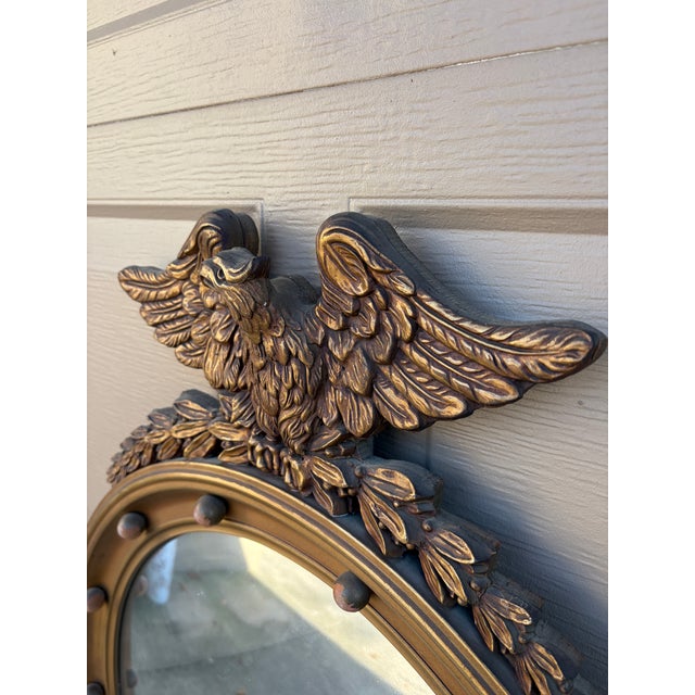 American Federal Giltwood Eagle Bullseye Convex Mirror For Sale - Image 9 of 14