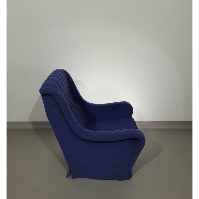 Vintage Lounge Chair in Blue Wool and Boucle, 1970s For Sale - Image 3 of 16