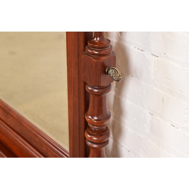 Wood Thomasville French Provincial Carved Cherry Wood Dresser Top Vanity Swing Mirror For Sale - Image 7 of 14