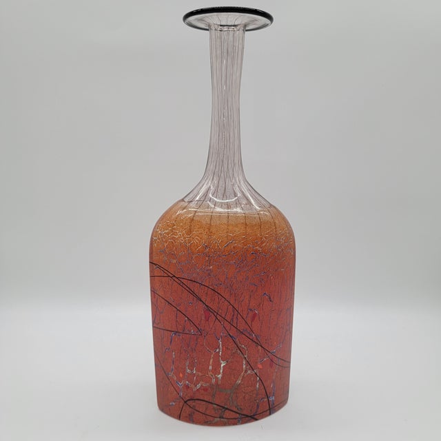 Glass 1980s Transjo Hytta Glass Vase Bottle Flask For Sale - Image 7 of 11