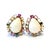 White Bochic “Capri” Vintage Opal & Multi Tourmaline Earrings Set In 18K Gold & Silver For Sale - Image 8 of 8