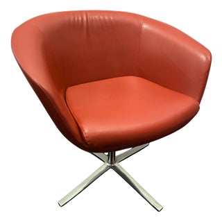 Coalesse Bob Swivel Guest Chair in Red Leather For Sale