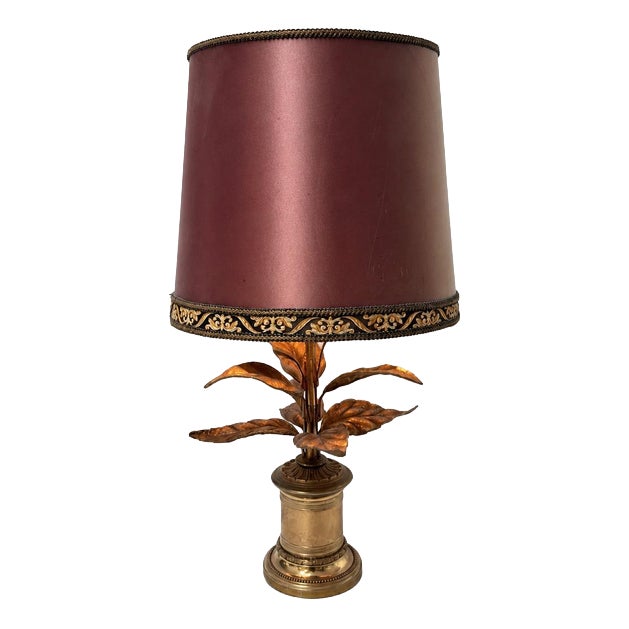 Table Lamp with Sculptural Leaf Base by Willy Daro For Sale