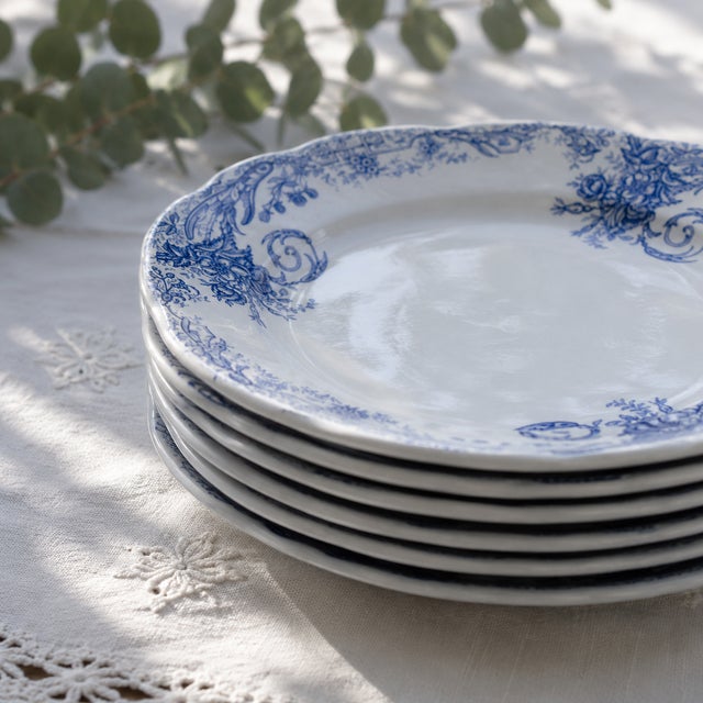 Late 19th Century Flat Plates in Ironstone by Nimy, 1888, Set of 6 For Sale - Image 5 of 7