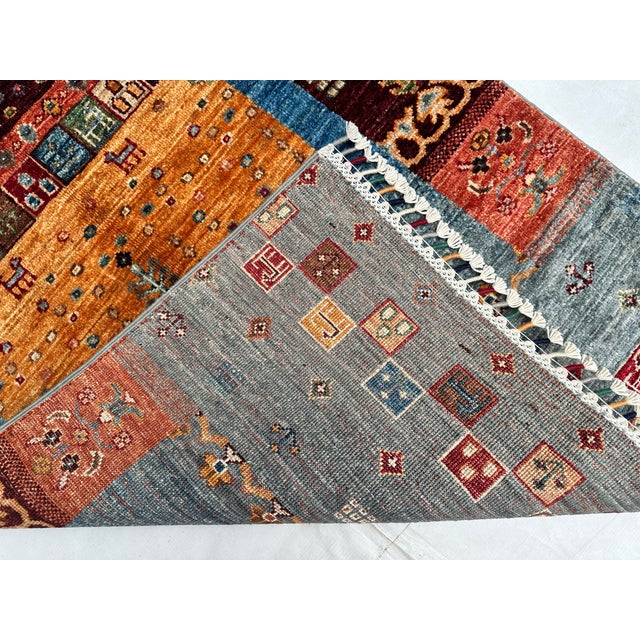 Multicolor Chobi Gabbeh Hand-Knotted Wool Runner - 8'3" X 2'10" For Sale - Image 11 of 11