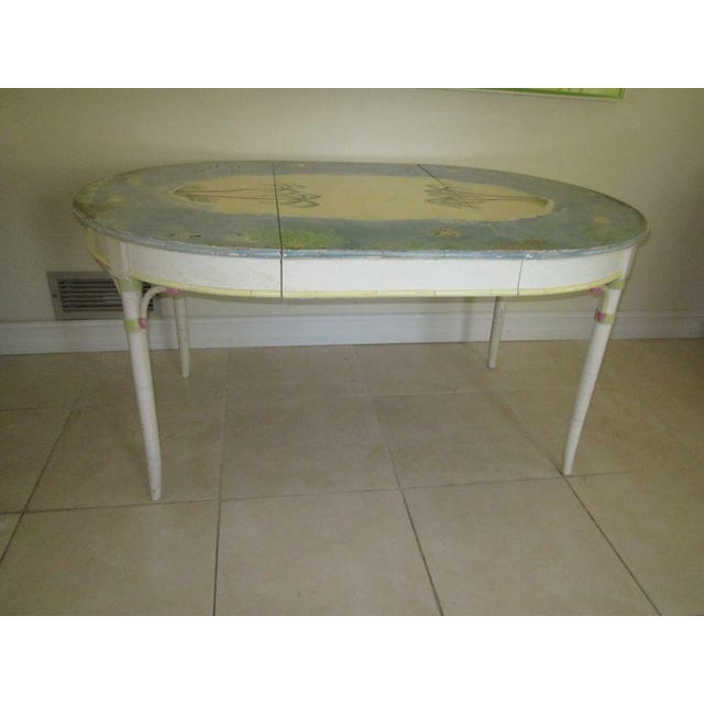 1980s Hollywood Regency Faux Bamboo Chippendale Dining Room Set of 5 For Sale - Image 4 of 12