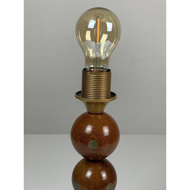 1970s Dutch Handcrafted Commemorative Wooden Sphere Ball Table Lamp, 1976 For Sale - Image 5 of 9