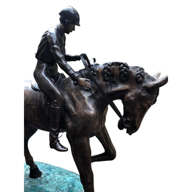French Bronze Horse and Jockey Statue, 20th Century For Sale - Image 9 of 11