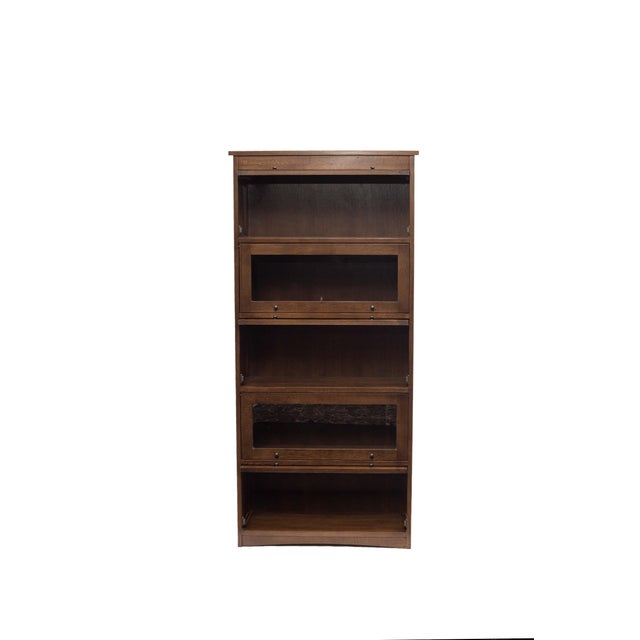 Mission Craftsman Style Oak Barrister Bookcase - 5 Stack - Walnut For Sale - Image 15 of 17