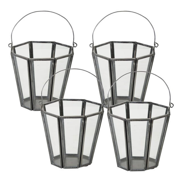 Iron Candle Holder Bucket with Handle (Set of 4) For Sale