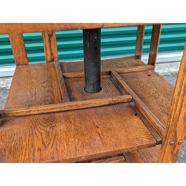 Antique John Danner Oak Five-Tier Revolving Bookcase, Canton Ohio For Sale - Image 9 of 18