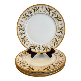 Ginori Birds of Paradise Italian Majolica Dinner Plates - Set of 4 For Sale